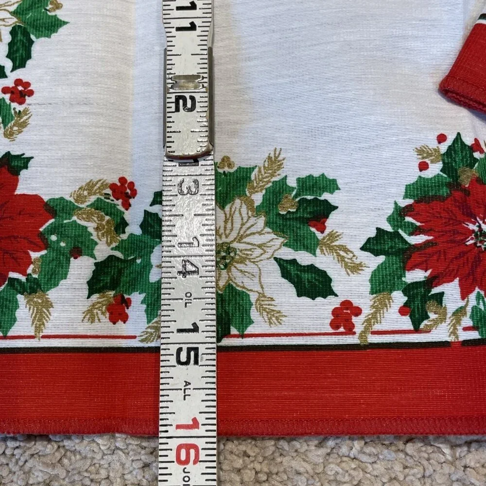 Set of 4 Vintage Sunweave Holiday Christmas Napkins Red Poinsettia Brazil NWOT